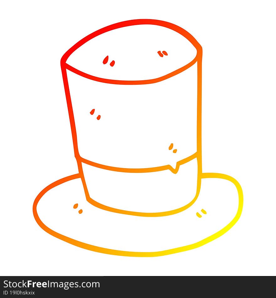 warm gradient line drawing of a cartoon top hat