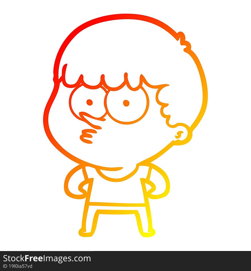 warm gradient line drawing cartoon curious boy