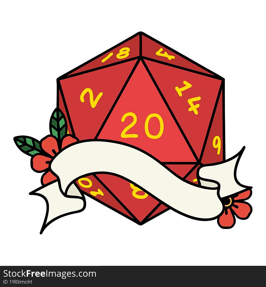 natural twenty D20 dice roll illustration