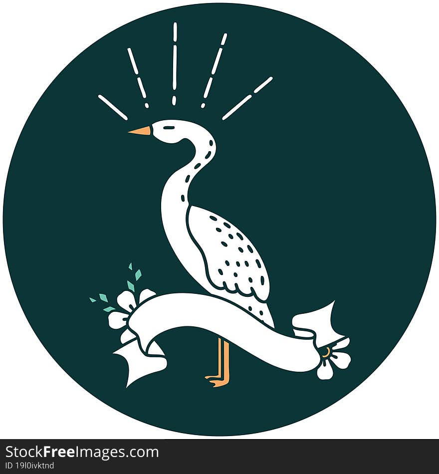 icon of tattoo style standing stork