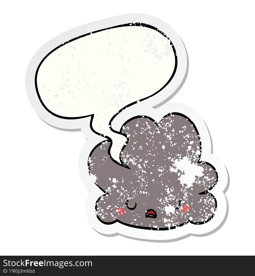 cartoon cloud and speech bubble distressed sticker