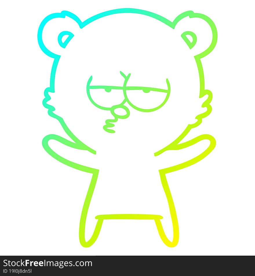 Cold Gradient Line Drawing Bored Bear Cartoon