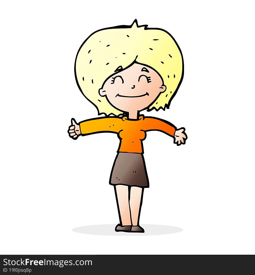 cartoon woman giving thumbs up sign