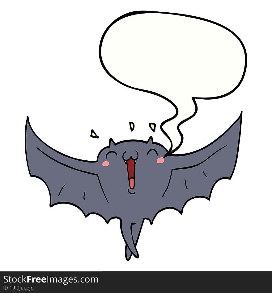 cartoon happy vampire bat and speech bubble