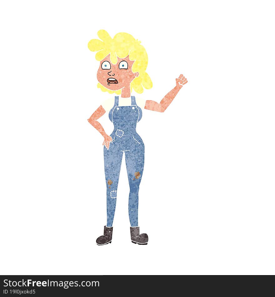 Retro Cartoon Woman Shaking Fist