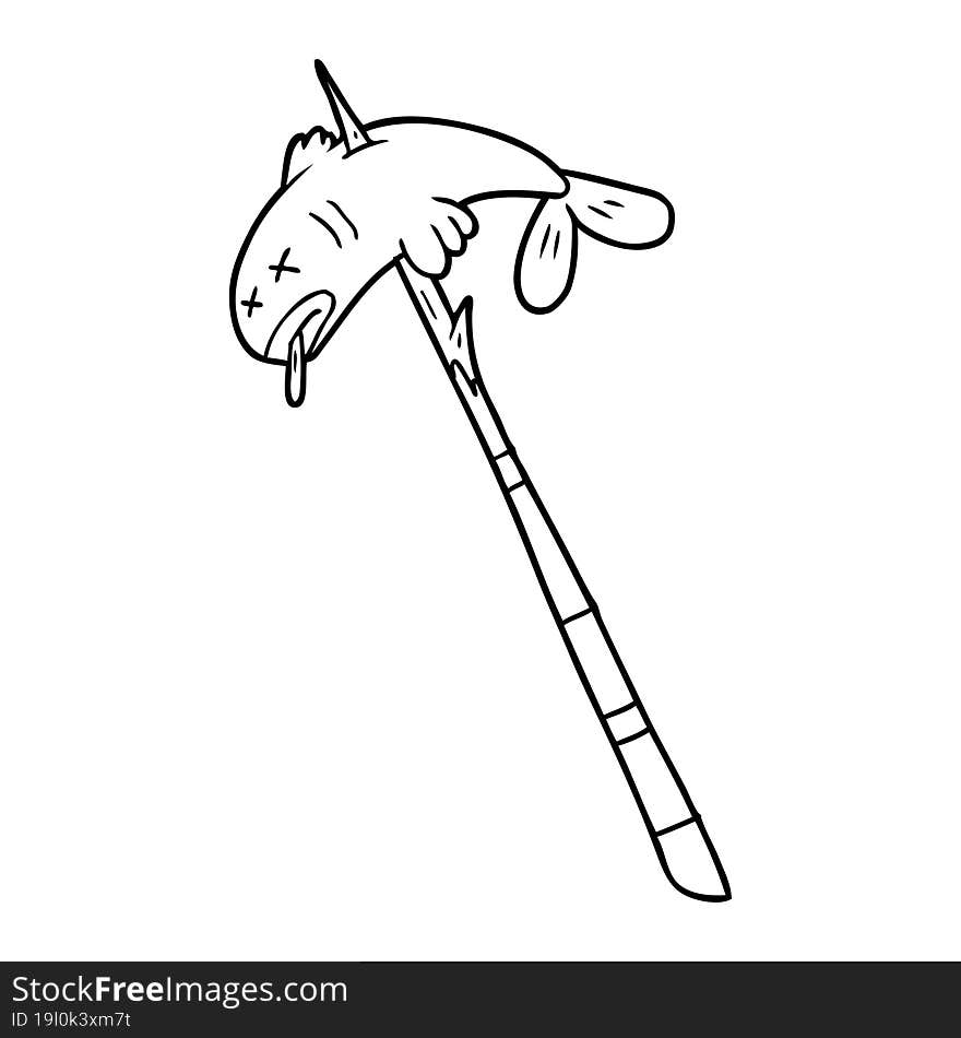 cartoon fish speared. cartoon fish speared