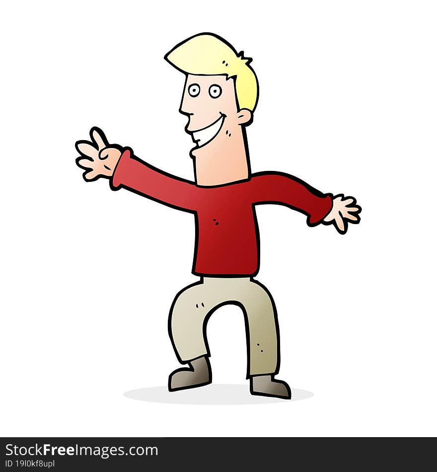 cartoon happy man dancing