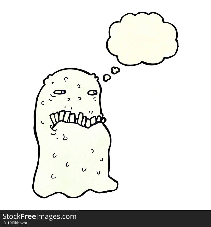 Cartoon Gross Ghost With Thought Bubble