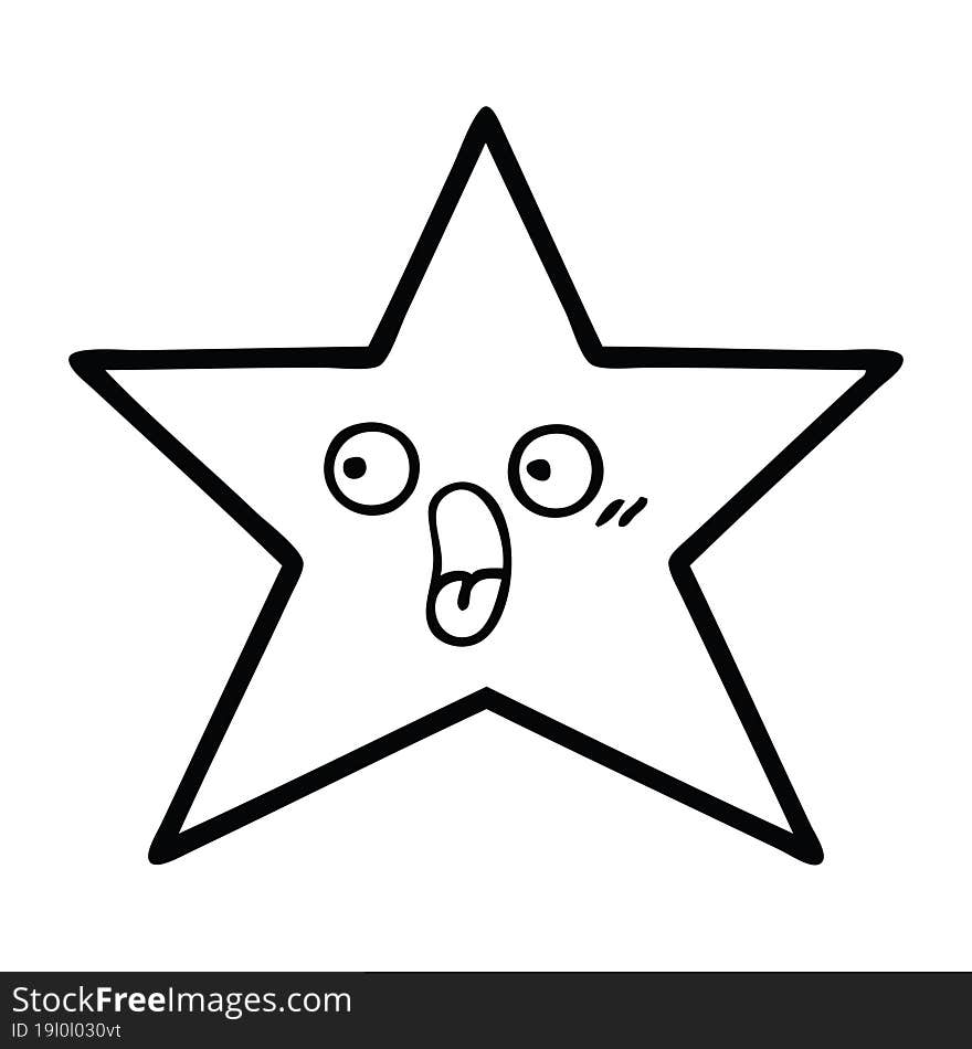 Line Drawing Cartoon Gold Star