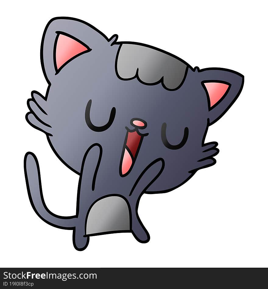 gradient cartoon of cute kawaii cat