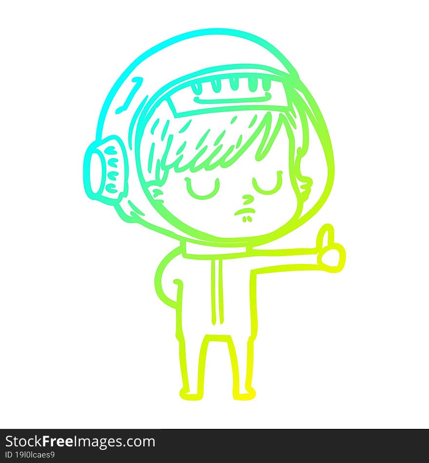 cold gradient line drawing cartoon astronaut woman