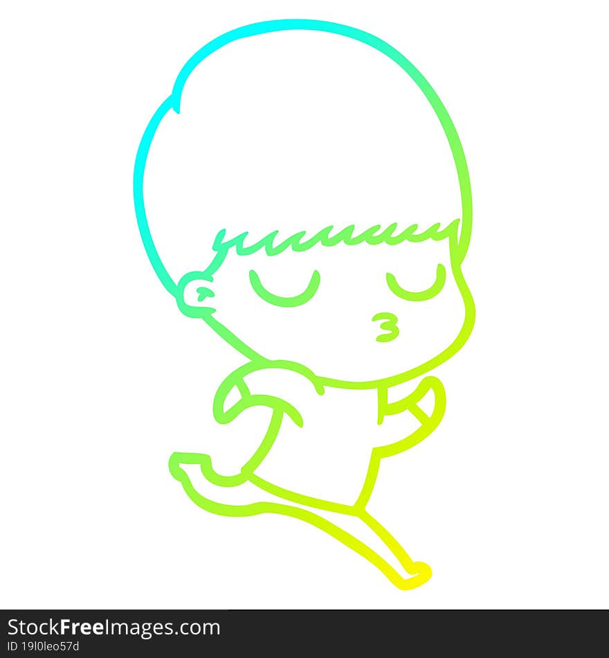 cold gradient line drawing cartoon calm boy