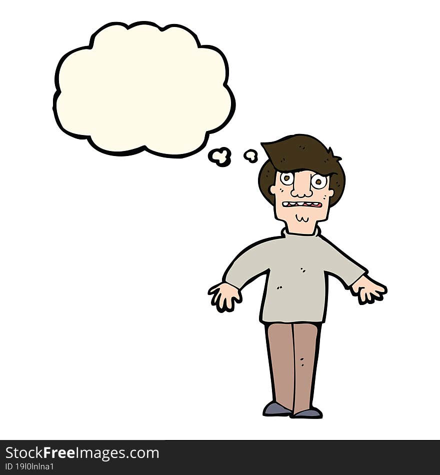 cartoon shocked man with thought bubble