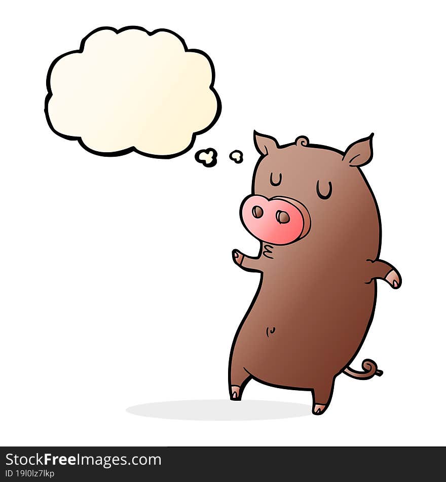 Funny Cartoon Pig With Thought Bubble