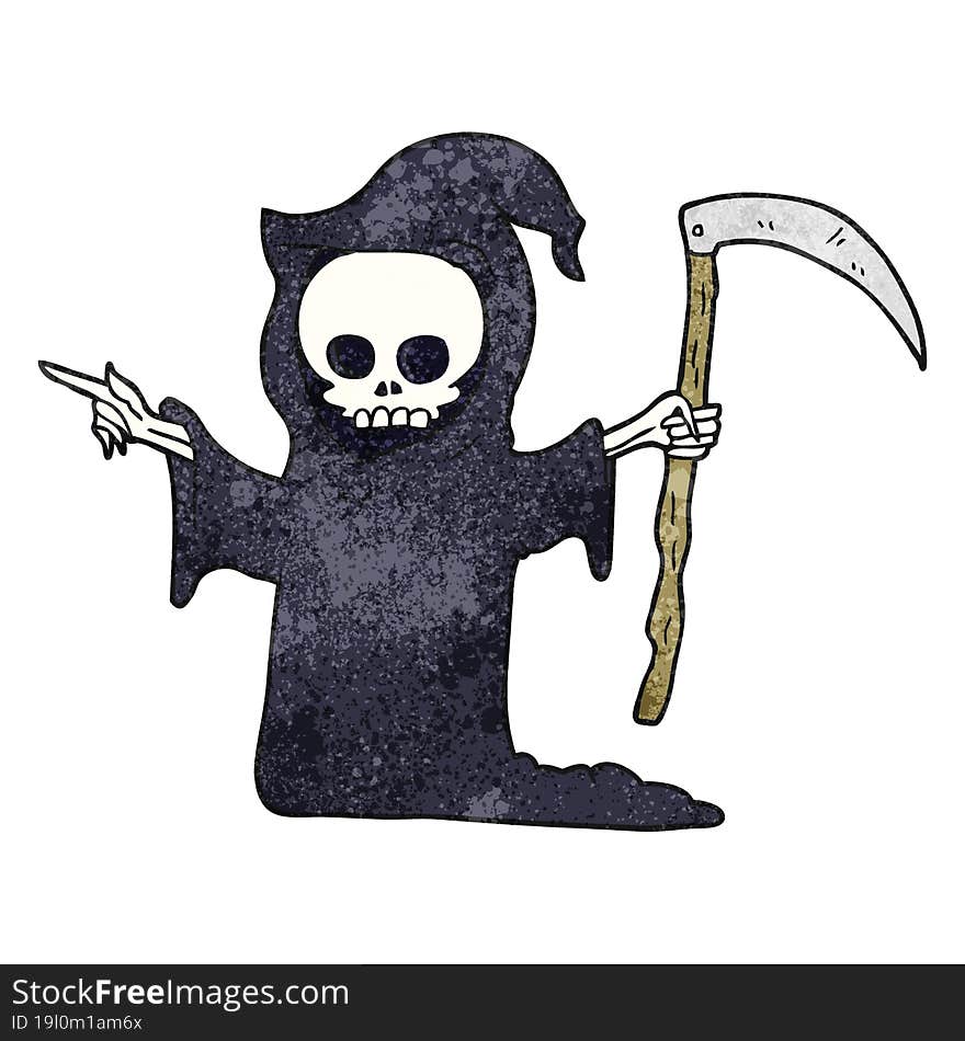 textured cartoon death with scythe