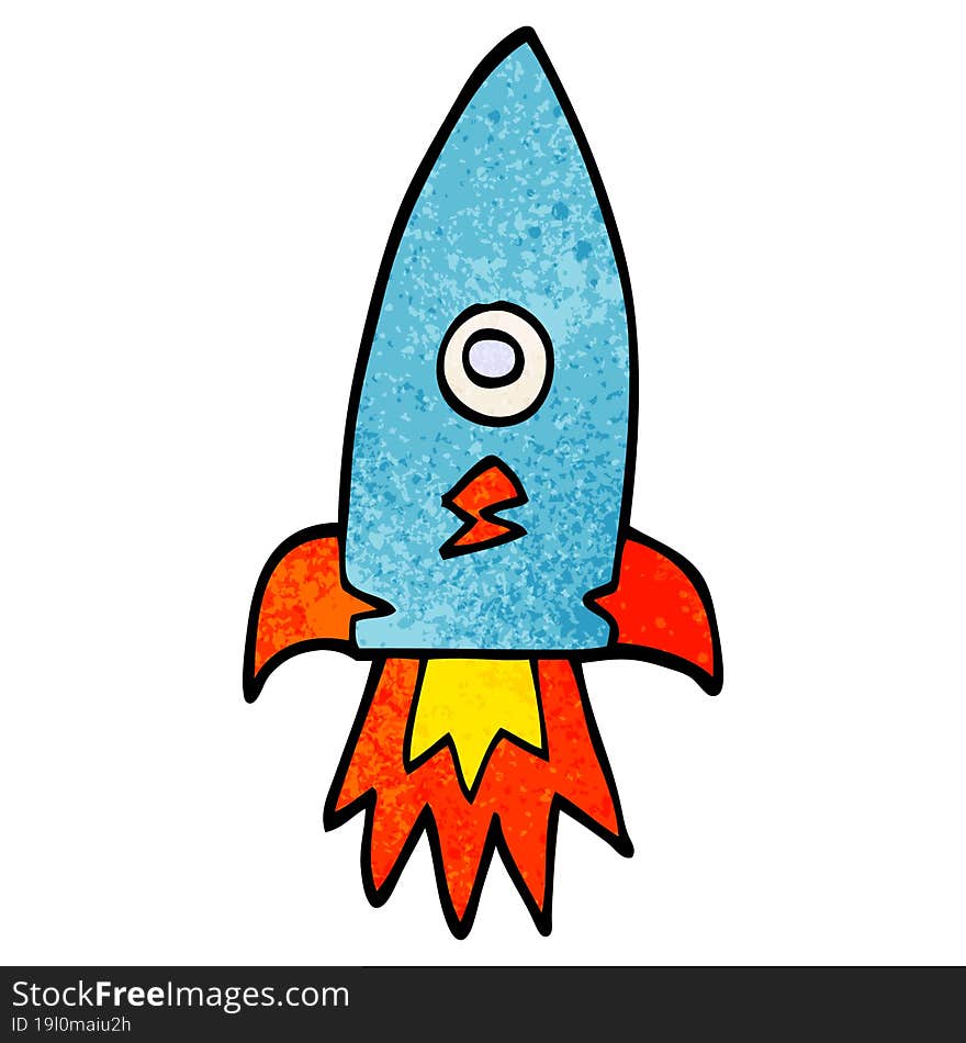 cartoon doodle space rocket