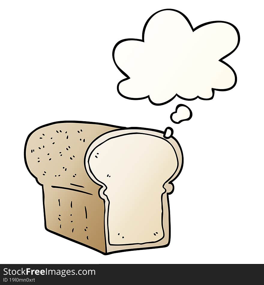 cartoon loaf of bread with thought bubble in smooth gradient style