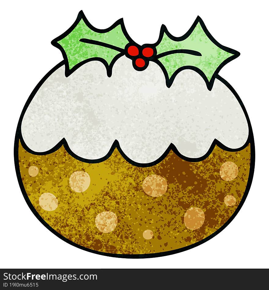 quirky hand drawn cartoon christmas pudding