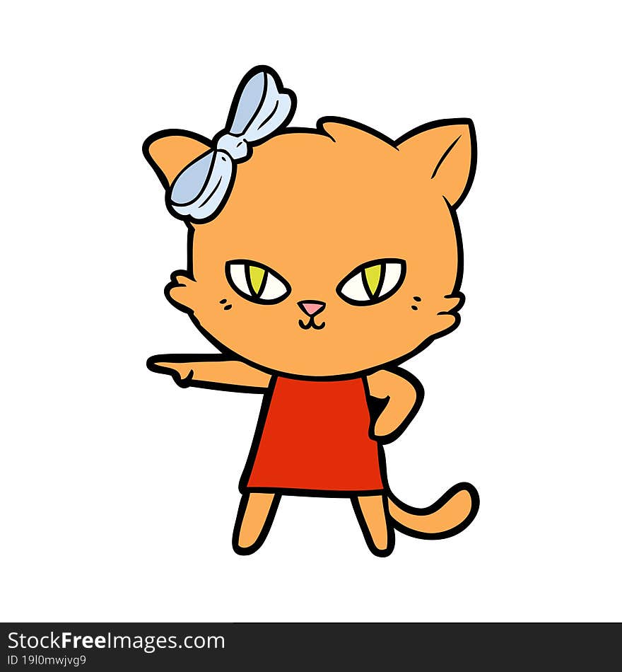 cute cartoon cat wearing dress. cute cartoon cat wearing dress