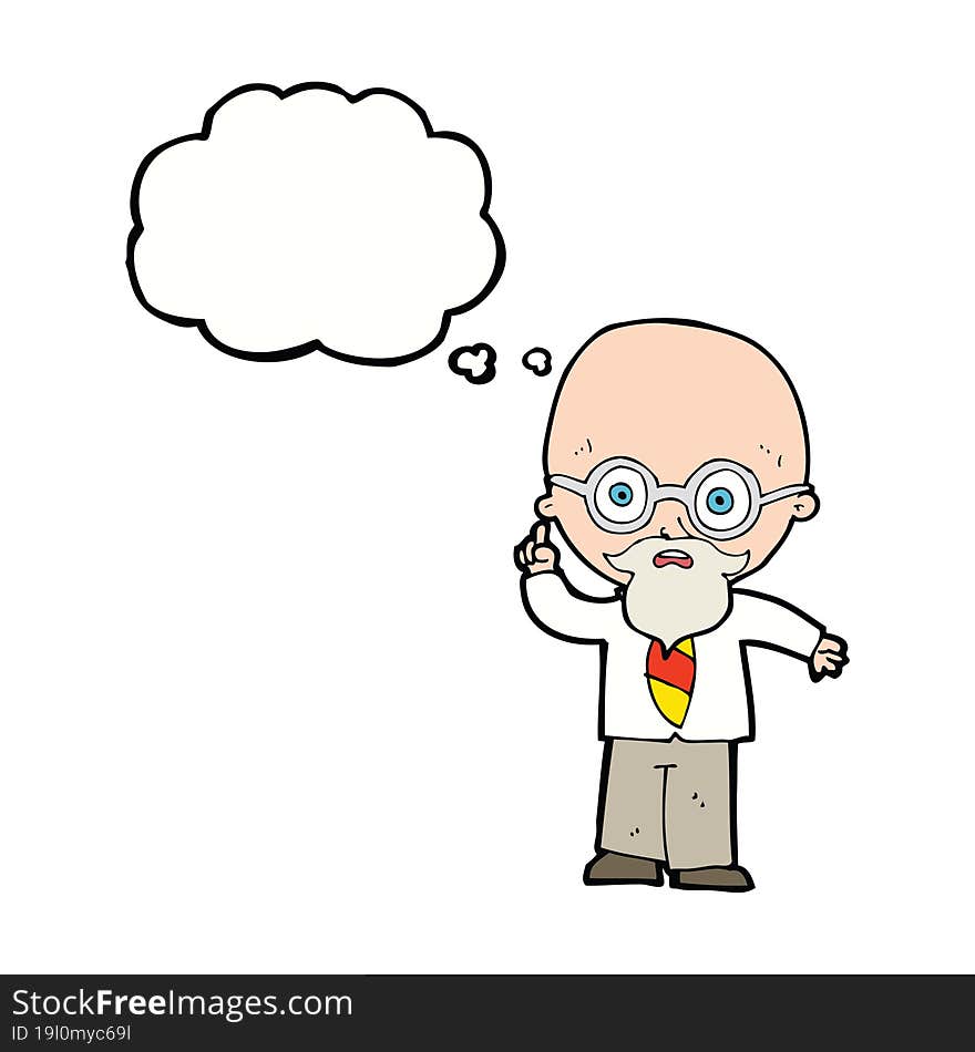 cartoon professor with thought bubble