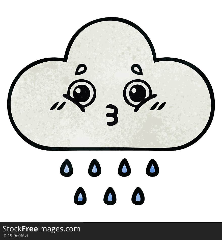 retro grunge texture cartoon of a rain cloud