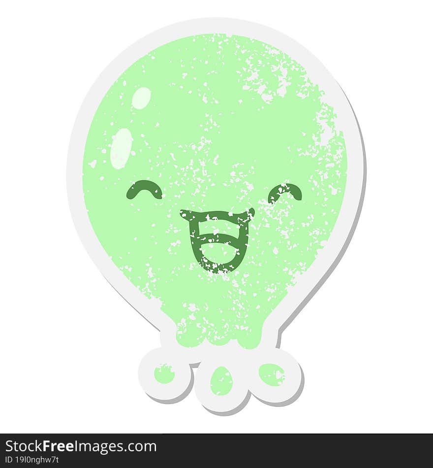 Cute Cartoon Jellyfish Grunge Sticker