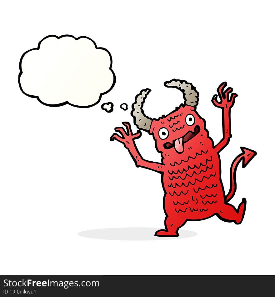 cartoon demon with thought bubble