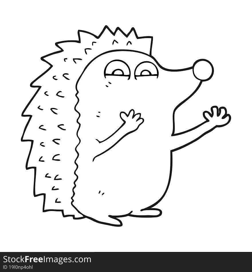 black and white cartoon cute hedgehog