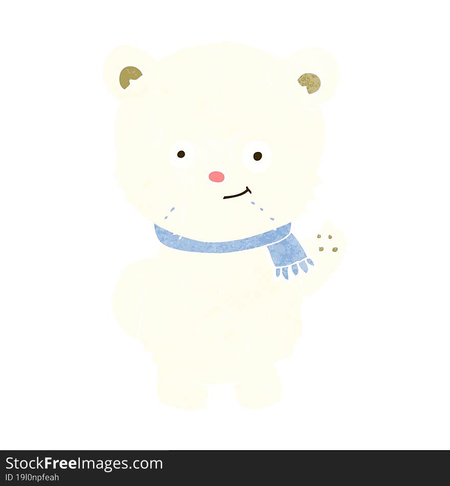 cute cartoon polar bear waving