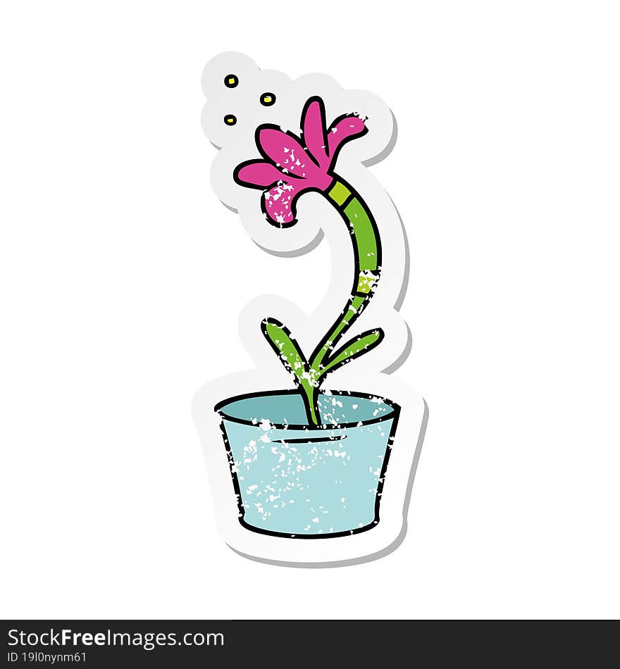 distressed sticker cartoon doodle of a house plant