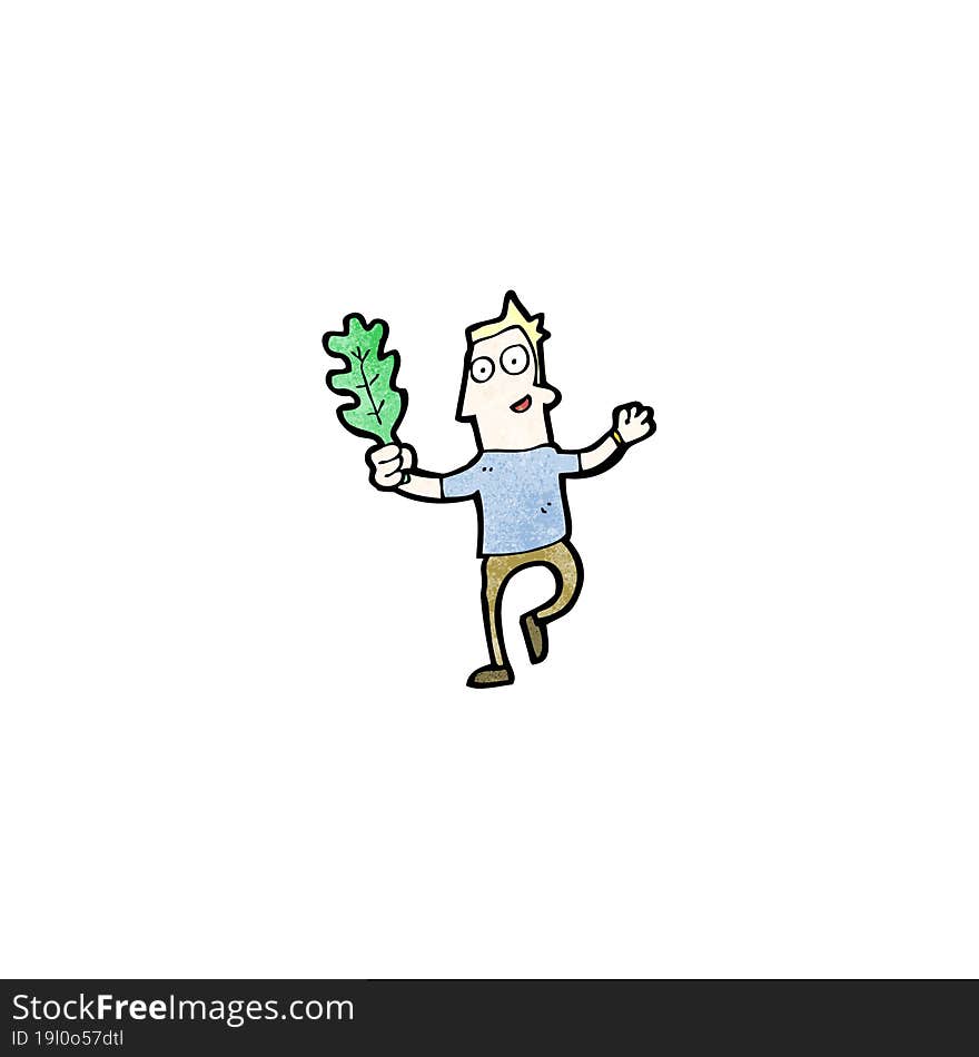 cartoon man with leaf