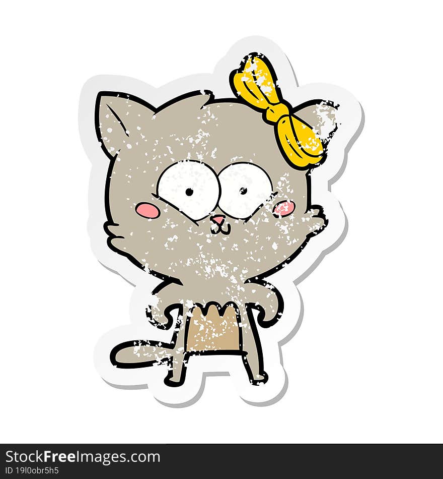distressed sticker of a cartoon cat