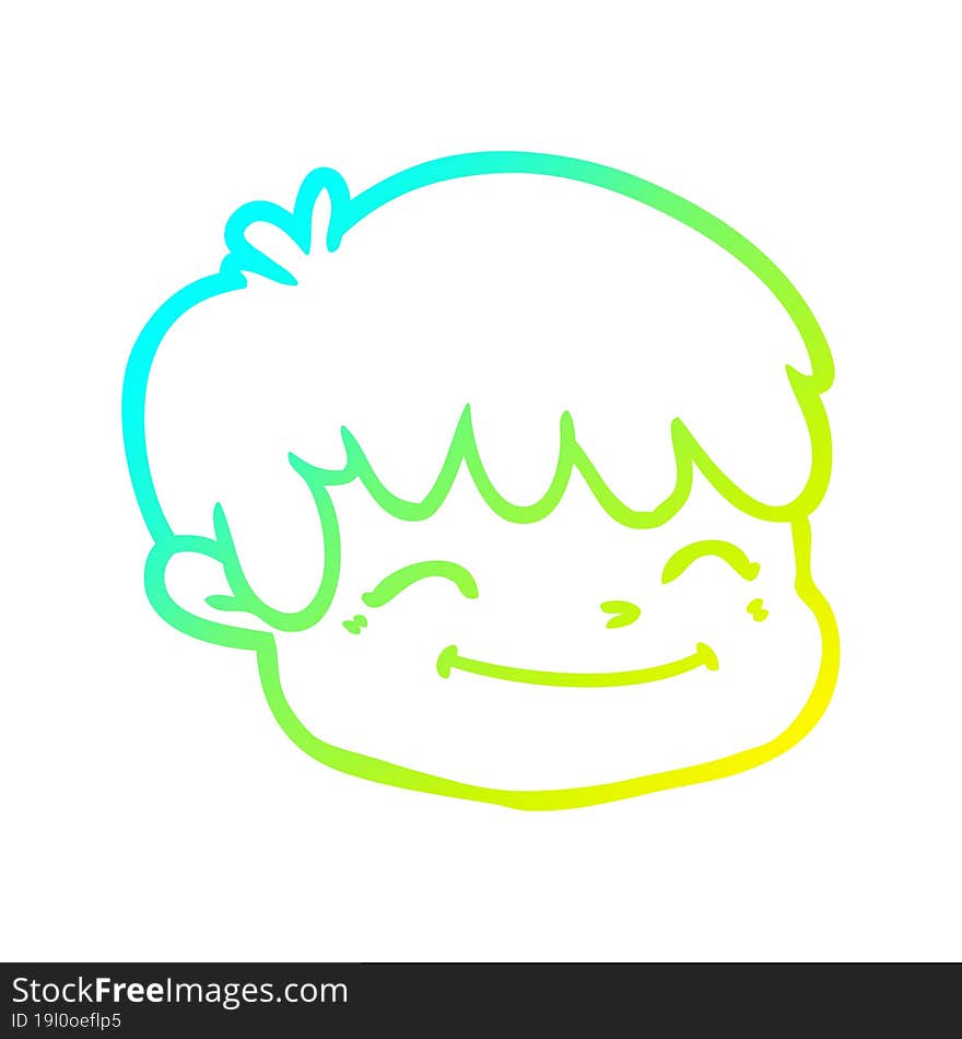 cold gradient line drawing cartoon male face