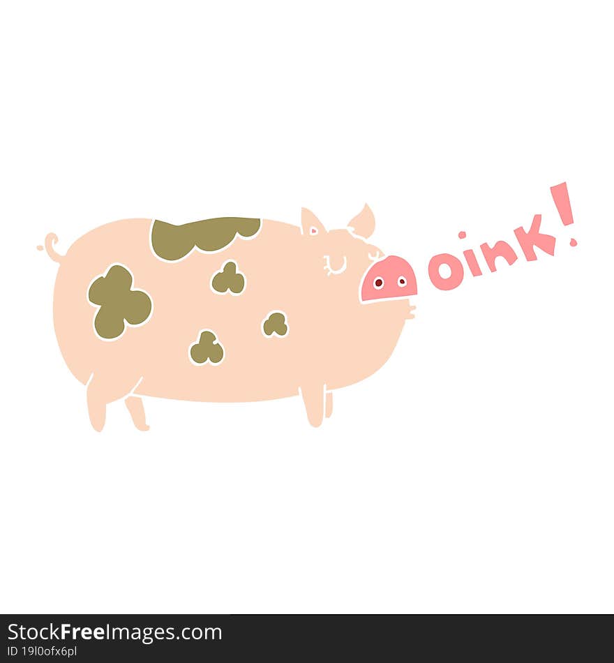 flat color style cartoon oinking pig