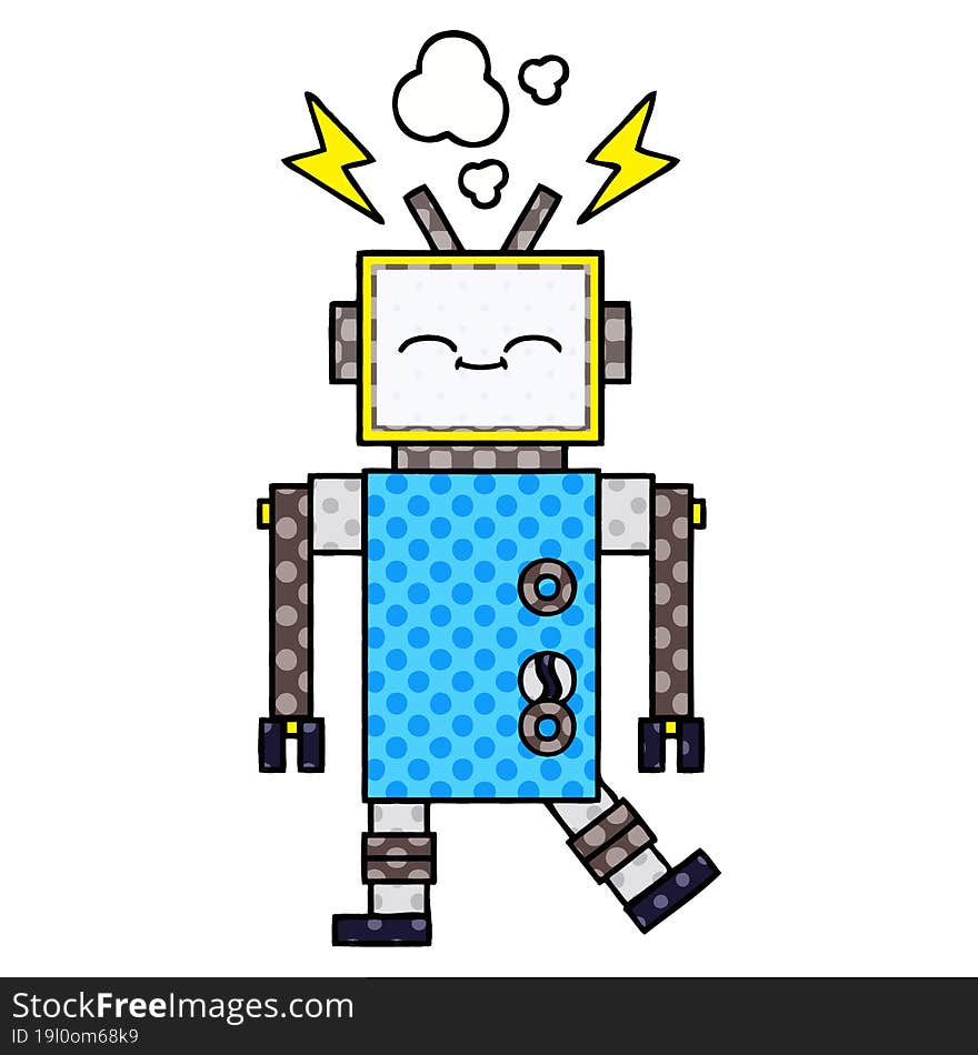 Comic Book Style Cartoon Robot