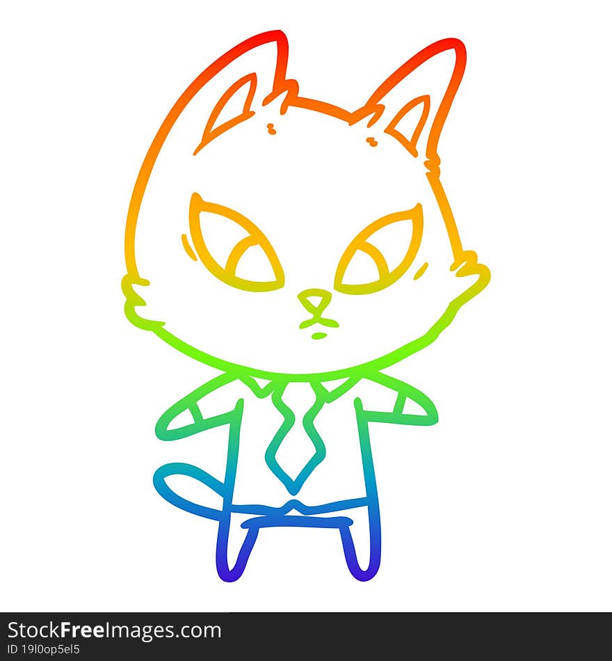 rainbow gradient line drawing confused cartoon business cat