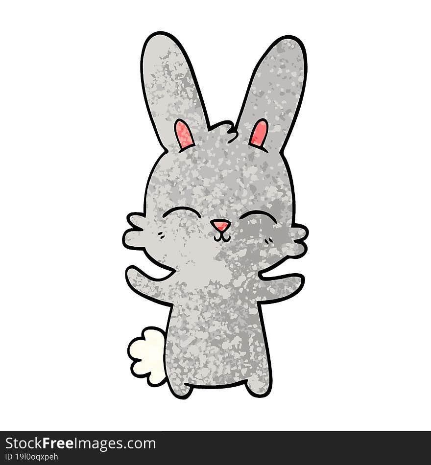 Cute Grunge Textured Illustration Cartoon Rabbit