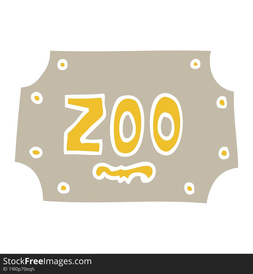 flat color illustration cartoon zoo sign