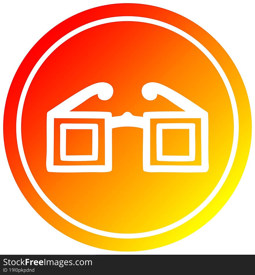 square glasses circular icon with warm gradient finish. square glasses circular icon with warm gradient finish