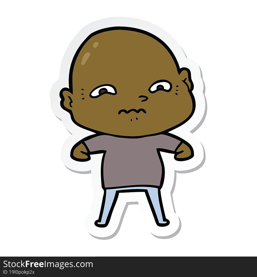 sticker of a cartoon nervous man