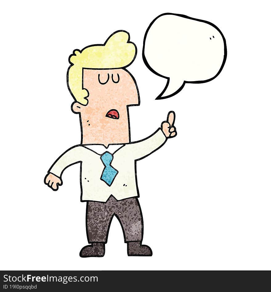 freehand speech bubble textured cartoon businessman