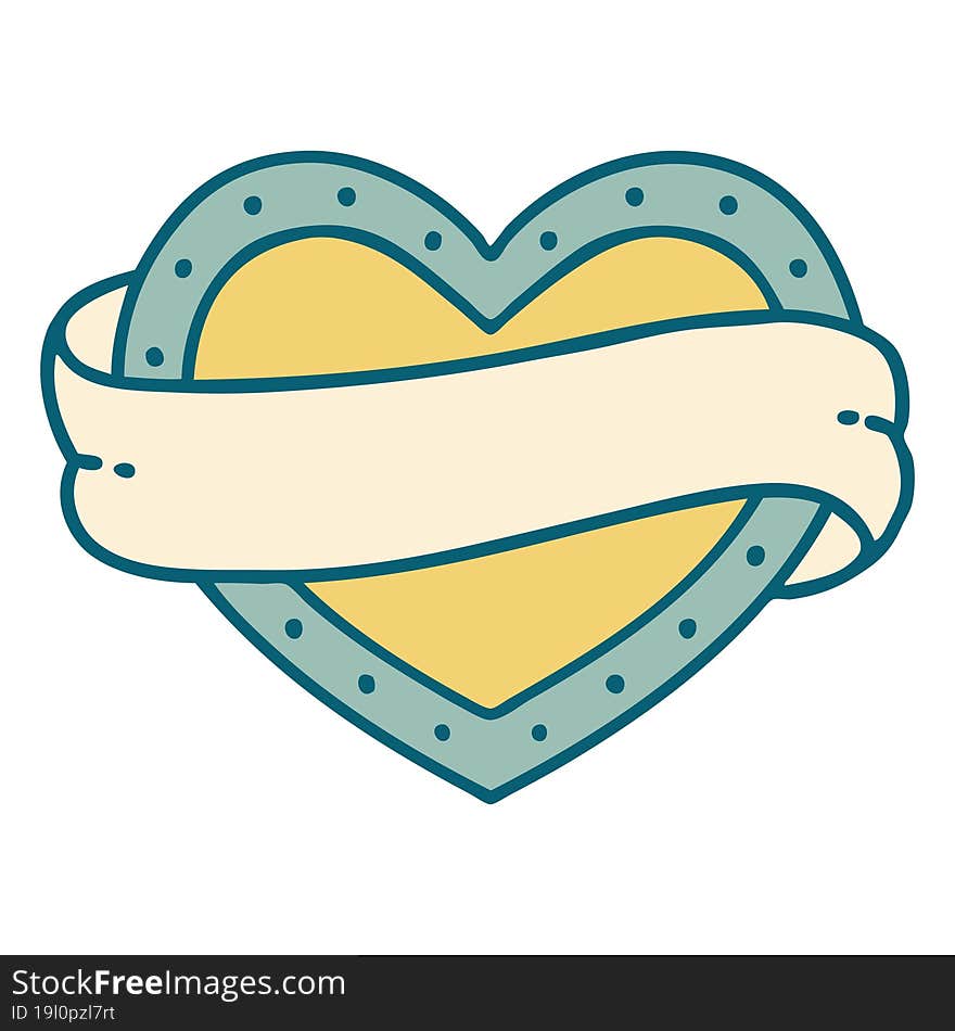 Tattoo Style Icon Of A Heart And Banner