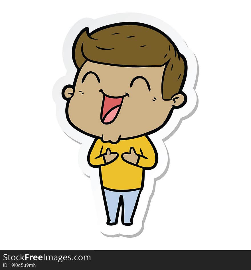 Sticker Of A Cartoon Man Laughing