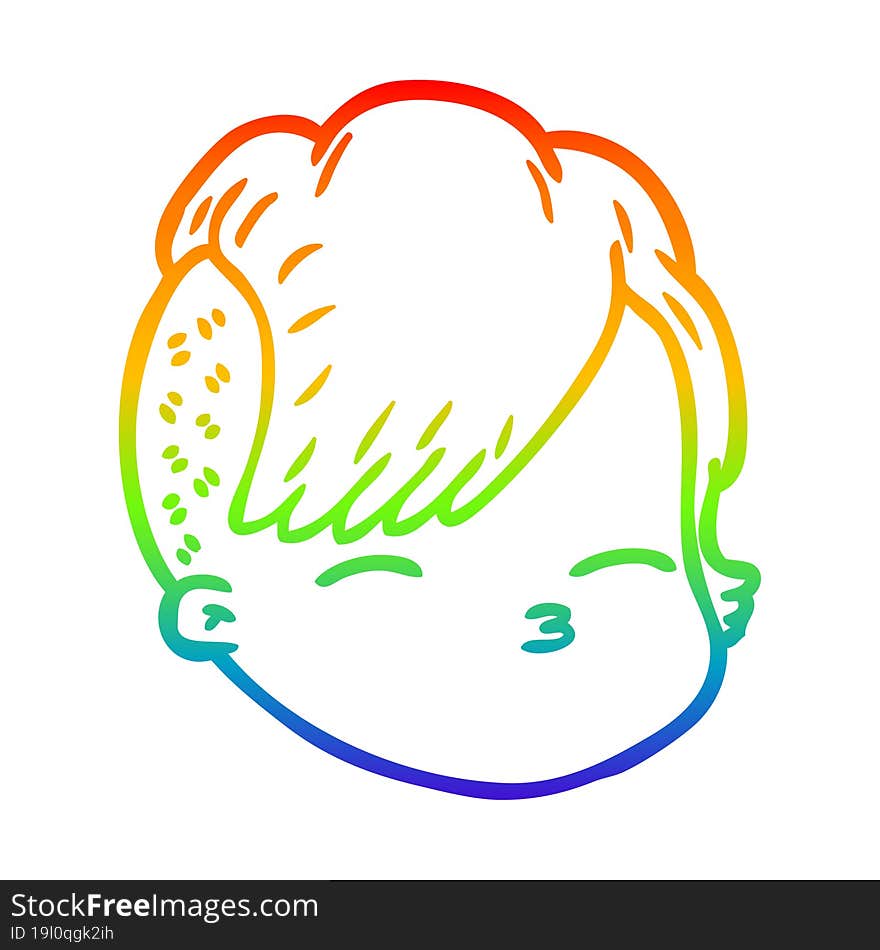 rainbow gradient line drawing cartoon female face