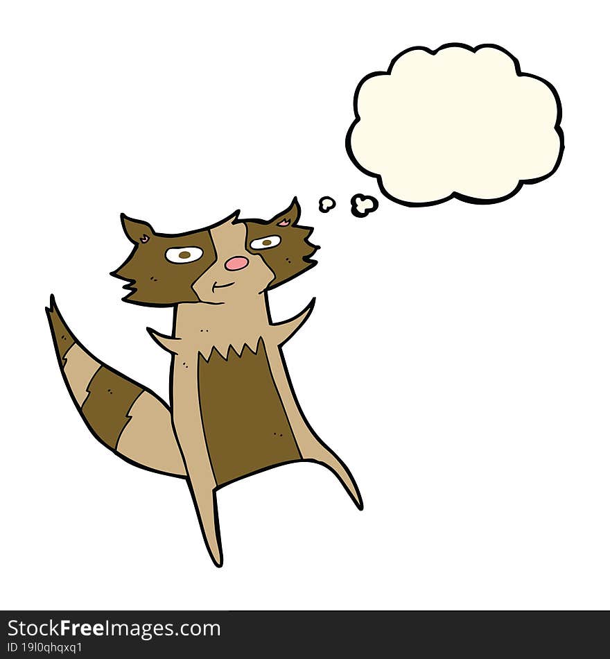 cartoon raccoon with thought bubble