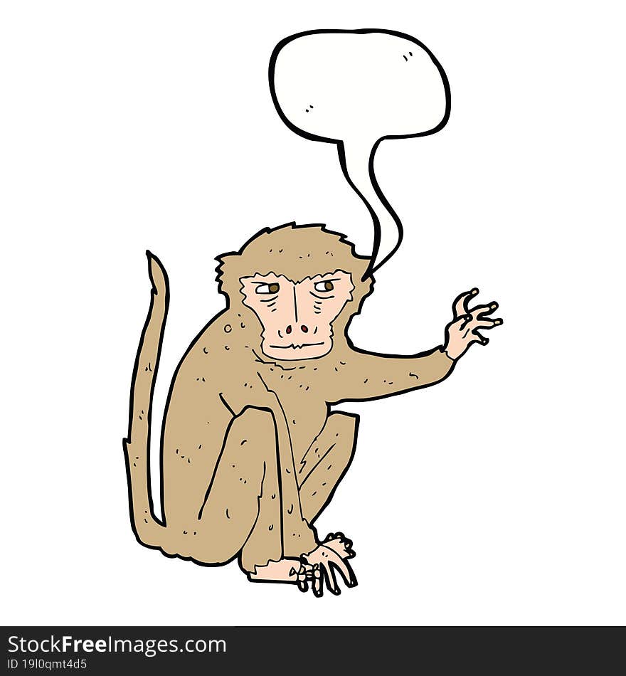 cartoon evil monkey with speech bubble