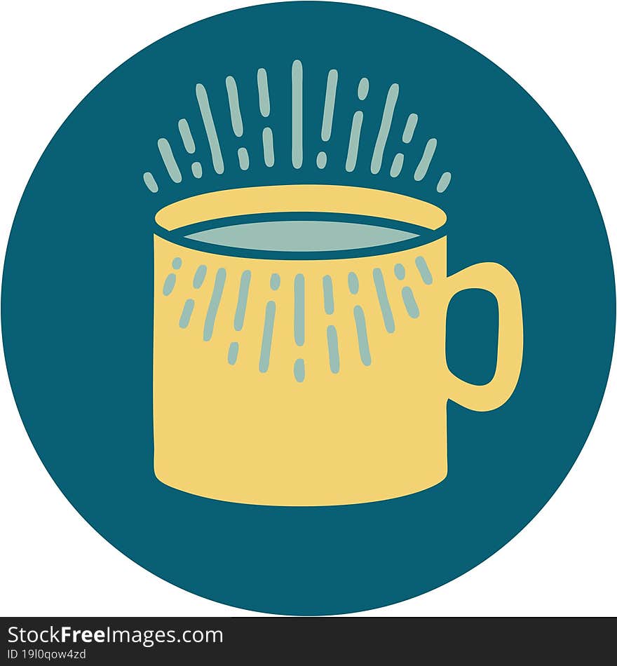 iconic tattoo style image of cup of coffee. iconic tattoo style image of cup of coffee