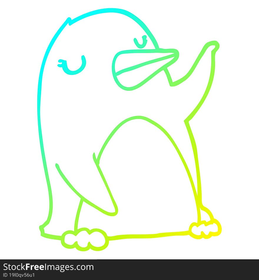 cold gradient line drawing cartoon penguin