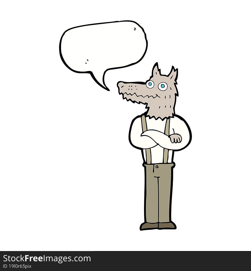 cartoon funny werewolf with speech bubble