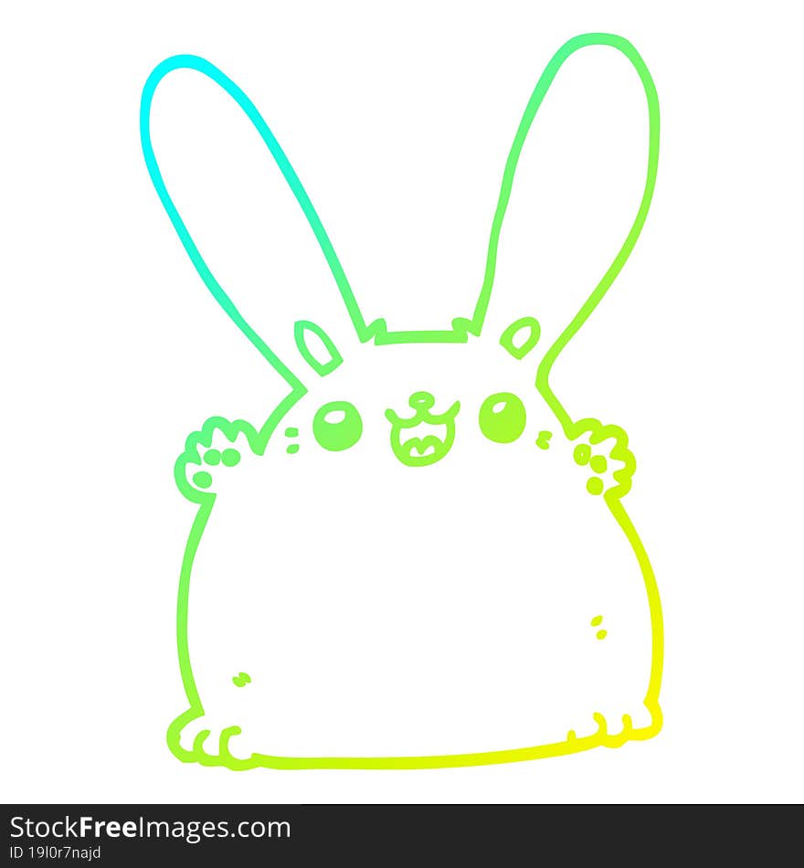 cold gradient line drawing of a cartoon rabbit